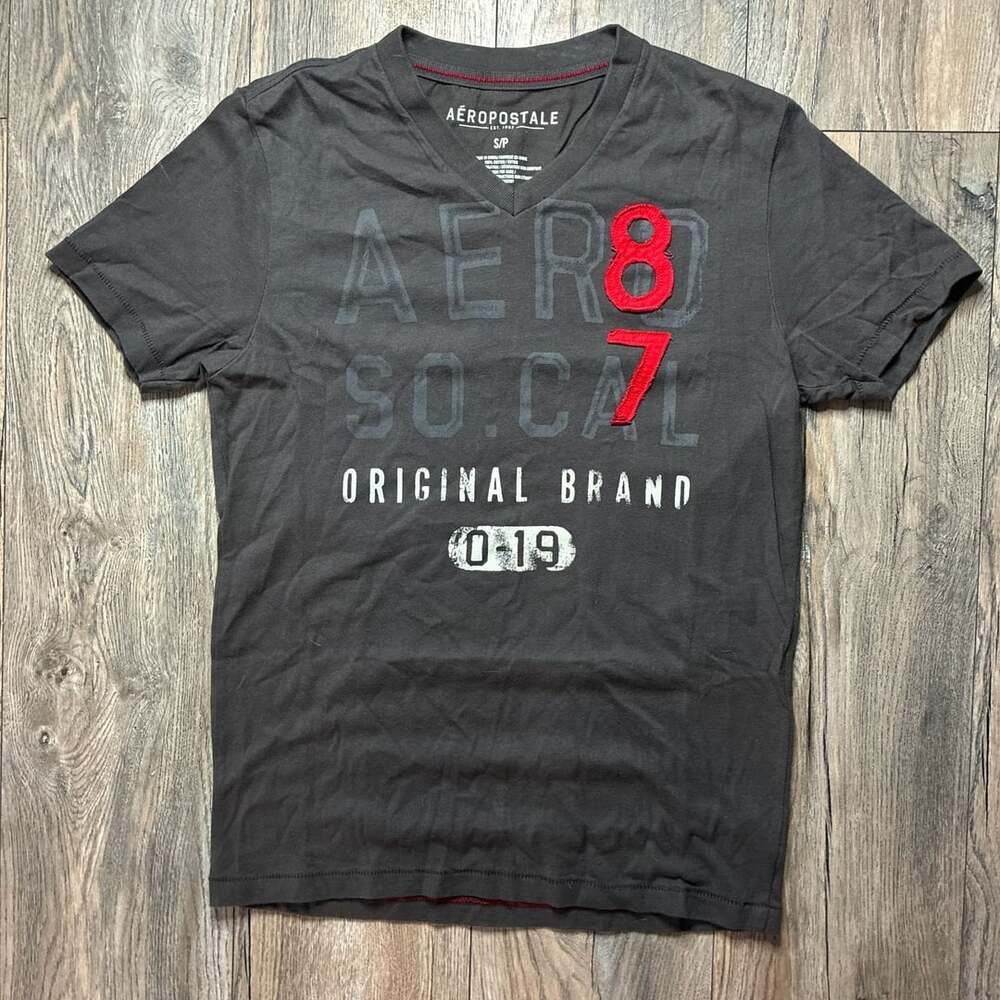 Aeropostale So Cal 87 T-Shirt Size S Gray